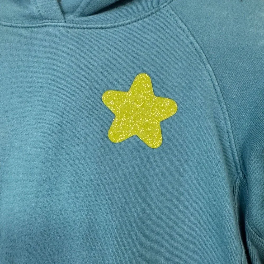 Above Average Glitter Blue Hoodie Sweatshirt Girls Medium Pullover Casual Cozy